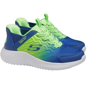 Skechers Kids Blue & Neon Green Gradient Athletic Sneakers